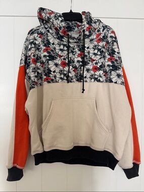 FP Movement by Free People Floral Panel Hoodie in Red, Black, Cream